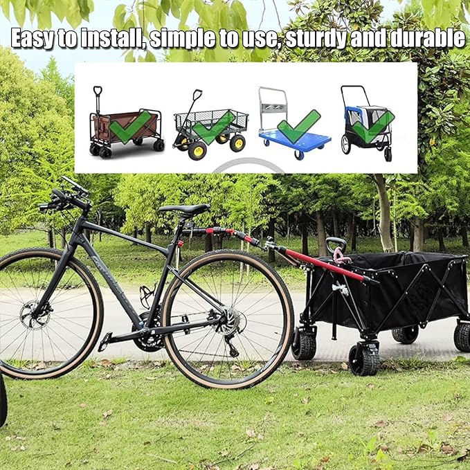 Bike Trailer Hitch for Portable Folding Wagon Bike Trailer Connector for Pet Cart Bicycle Trailer Collapsible Steel Garden Cart for Grocery Sports Garden Shopping Camping