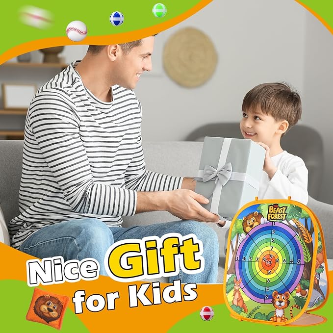 Bean Bag Toss Game Sets for Kids, Toss and Catch Ball Set for Kids Outdoor Baseball Toys for Toddlers Carnival Games for 3 4 5 6 7 Years Old Boys and Grils Backyard Outdoor Toy