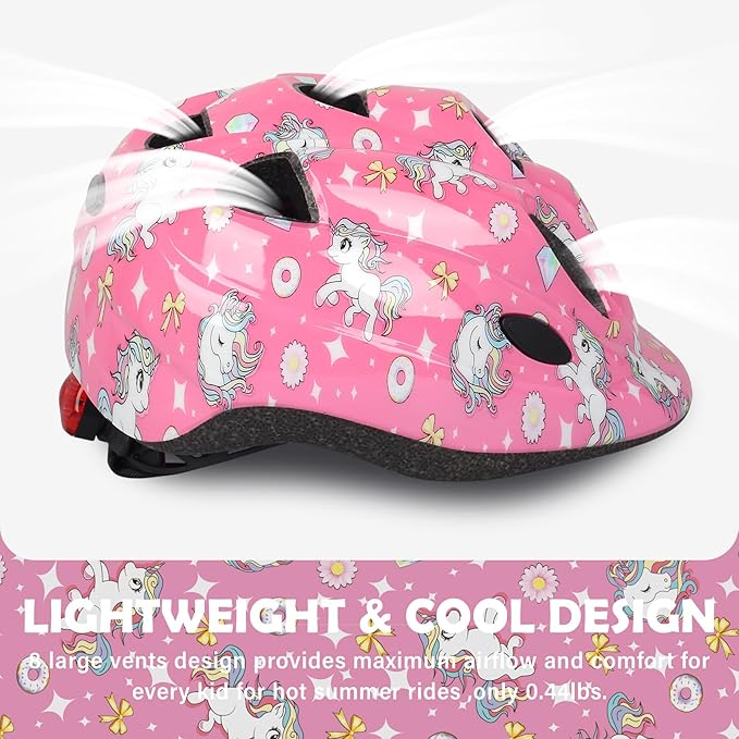 Kids Toddler Bike Helmet, Adjustable Boys Girl Helmets from Baby to Children(Age 1-8), Multi Sports for Bicycle Skate Scooter with LED Light