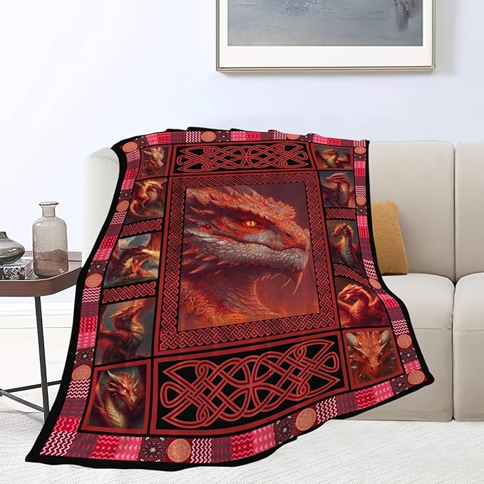 Dragon Throw Blanket Dragon Stuff Gifts for Kids Girls Boys Adults Women Men Soft Cozy Warm Plush Fluffy Fuzzy Fleece Blanket Decor 40''X50''