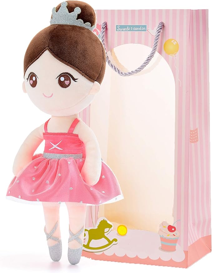 Gloveleya Baby Girl Gifts Dolls Soft Plush Toy Ballet Girl Doll Watermelon Red