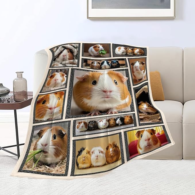 Guinea Pig Blanket Cute Animal Throw Blankets Gifts for Girls Boys Kids Guinea Pig Lover Soft Cozy Fleece Plush for Couch Sofa Bed 60"x50"