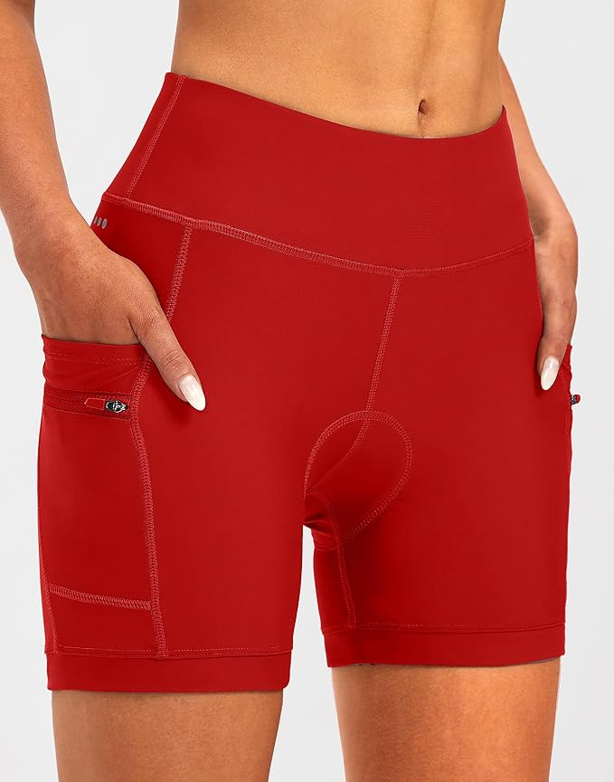 Women's 4D Padded Bike Shorts 5"/7" Riding Underwear Cycling Bicycle Road Biking Cycle Shorts for Women Zipper Pockets