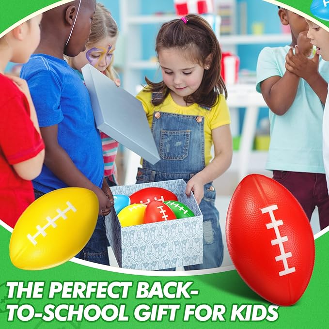 Leyndo 4 Pcs 7.25'' Kids Foam Football Mini Colorful Sports Footballs for Outdoors Practice Training Game Football School Carnival Reward Party Favors, Youth Size