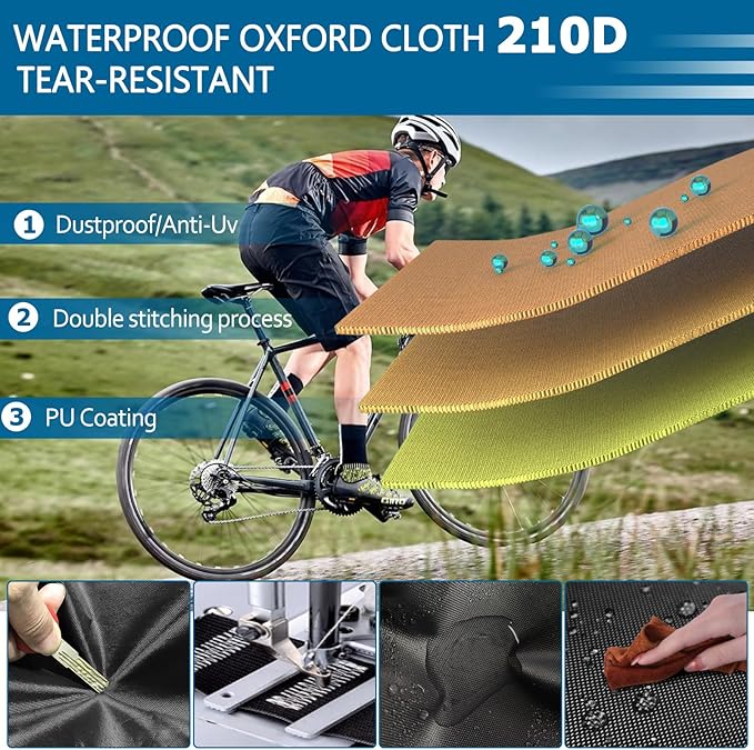 AKEfit Bike Cover, Waterproof Outdoor Bicycle Cover Rain UV Snow Proof with Anti-theft Lock Hole Outside Bike Storage Covers for Mountain Road Electric City Bike-L for 1 Bike