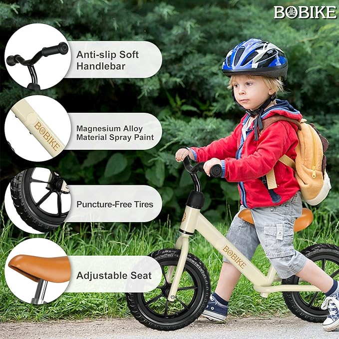 Bobike Toddler Balance Bike Toys for 2 to 5 Year Old Girls Boys Adjustable Seat and Handlebar No-Pedal Training Bike Best Gifts for Kids