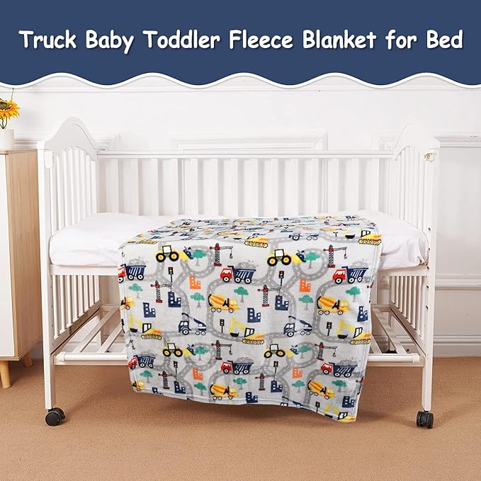 Softan Truck Blanket for Babies, Kids Throw Blanket for Boys and Girls Soft Cozy Flannel, Cute Truck Blanket for Sofa Couch Bed, Soft Plush Warm Receiving for Newborns, 30x40 Inch