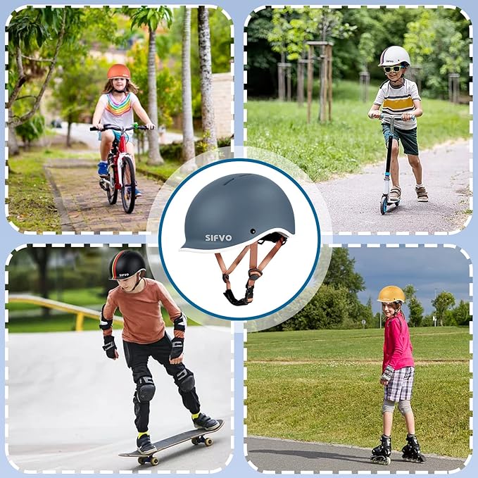 Kids Helmet, SIFVO Kids Bike Helmet Skateboard Helmet Scooter Helmet All-Round Protection Boys Girls Bike Helmet Kids to Youth Extended Visor Adjustable & Durable 51-55cm