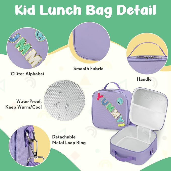 Bento Lunch Box with 10oz Soup Thermo for Kids Insulated Lunch Bag & Foldable Silicone Cup Food Leak Proof Food Container with 5 Compartment for Kid to Shool Travel