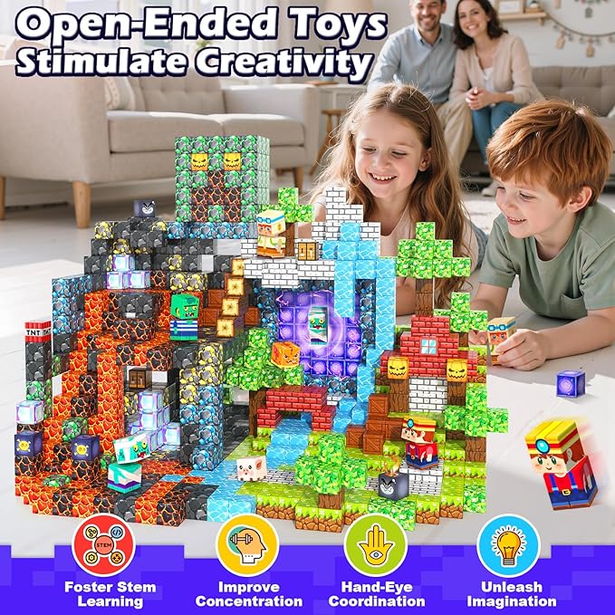150PCS Magnetic Blocks Toys, Build Mine Magnet World Set, Magnetic Tiles Building for Boys & Girls Age 4-8 5-7, STEM Montessori Sensory Toys for Toddlers Kids Gifts
