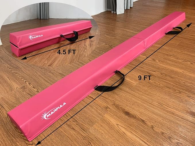 Balance Beam - Folding Floor Gymnastics Equipment for Kids, Non Slip Base - 6 FT to 10 FT for Home Gym Use