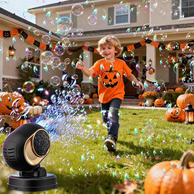 Bubble Machine, Durable Bubble Machines for Kids Toddler Parties, Automatic Bubble Blower Machine Bubble Maker Battery Operated, Great for Wedding Birthday - Halloween Bubble Toy, Black