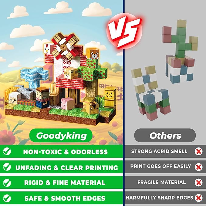 120 PCS Magnetic Blocks - Magnetic Building Blocks, Magnetic Farm Animal Homes Stacking Magnets for Kids, STEM Montessori Sensory Toys for Kids 3+ Boys and Girls Christmas Birthday Gifts