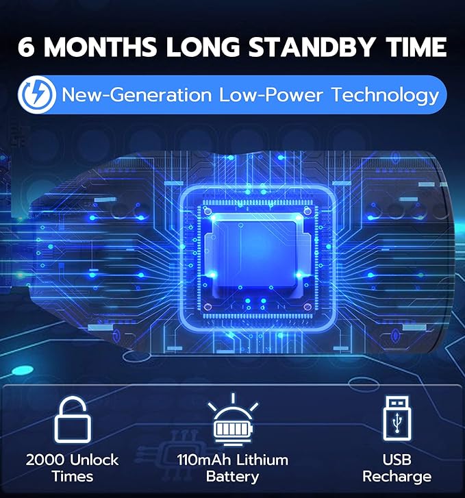 Fingerprint Cable Lock, Anweller 4.9FT Long Heavy Duty Anti Theft Bike Lock, Weatherproof Keyless Electronic Digital Biometric Bluetooth Smart Lock for Bicycle Scooter Lawnmower Skateboard - Blue