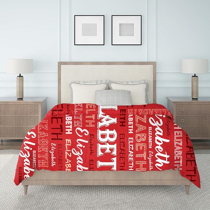 Ship Next Day, Personalized Baby Blanket with Name - Printed in USA, Custom Name Blanket for Boys Girls Kids, Customized Flannel Blankets Gifts for Teen Shower Toddlers Christmas Brithday