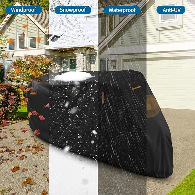 AKEfit Bike Cover, Waterproof Outdoor Bicycle Cover Rain UV Snow Proof with Anti-theft Lock Hole Outside Bike Storage Covers for Mountain Road Electric City Bike-XL for 1, 2 Bike