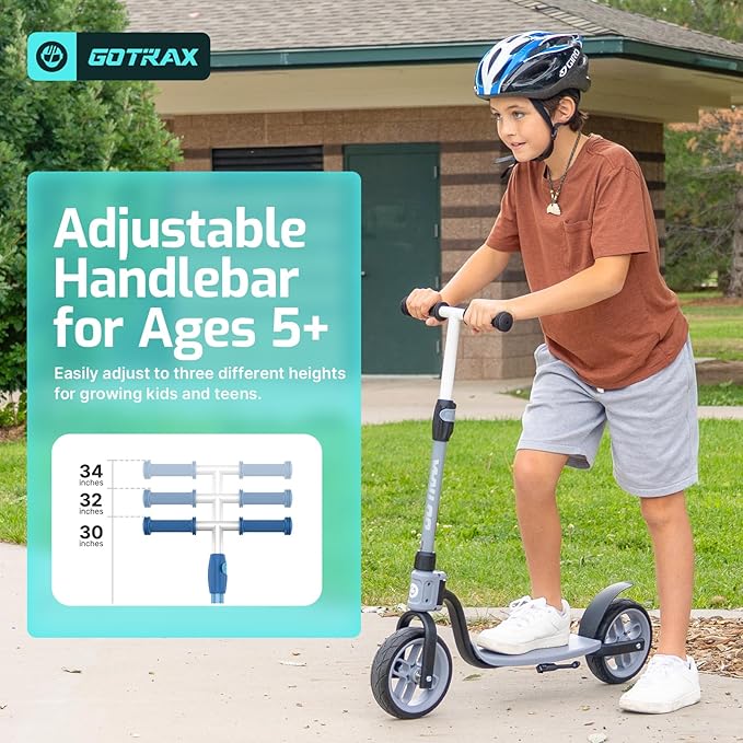 Gotrax KS8 Kick Scooter for Kids 5+, Large 8" Wheels and Height Adjustable Handlebar, Sturdy Wide Deck & Rear Brake, Detachable for Easy Storage, 2 Wheels Scooter for Kids, Teens, Gift for Boy & Girl