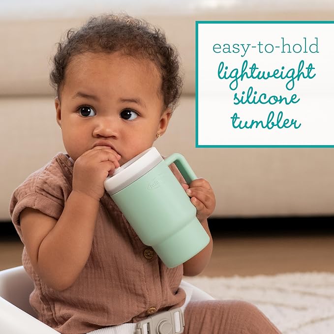 Infantino My 1st Tumbler, Silicone Sippy Cup with Straw & Handle, Spill-Resistant Baby Cup for On-the-Go, BPA-Free Transition Bottle