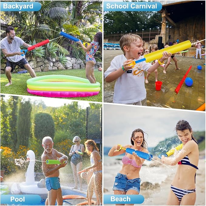 Water Guns, 3 Pack Water Squirter Gun 40 Ft Range Swimming Pool Toys Beach Backyard Summer Party Outdoor Foam Water Shooter Water Game Toy for Kids Age 3~12 Years Teens Adults
