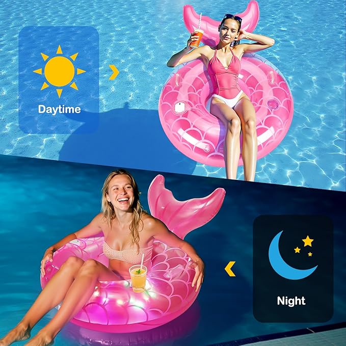 MoKo Inflatable Swimming Ring, Cute Pool Float Tube Decorations Swim Tubes Outdoor Pool Beach Water Floats Party Supplies Floaties