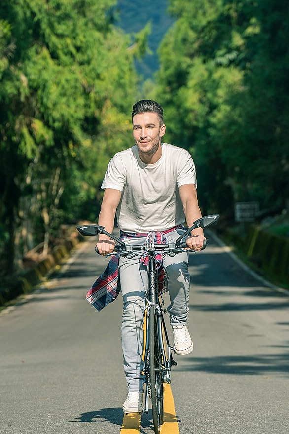 MEACHOW New Scratch Resistant Glass Lens,Handlebar Bike Mirror, Rotatable Safe Rearview Mirror, Bicycle Mirror, (Silver Left Side) ME-006LS