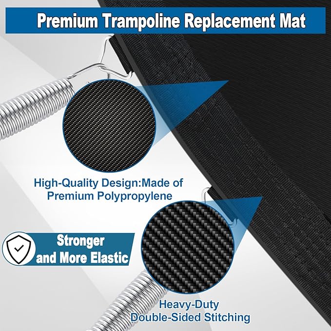 Ketofa 12FT 14FT 15FT Trampoline Mat Replacement, Fits 5.5" Springs 72 80 V-Hooks Round Trampoline Frame,Premium Trampoline Jumping Mat (Excluding Frame and Spring)