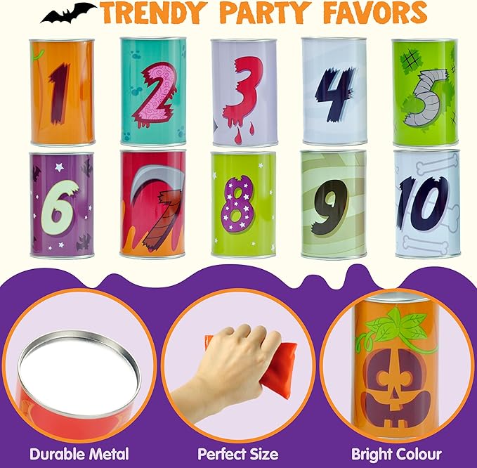 JOYIN 13 Pcs Halloween Carnival Can Bean Bag Toss Games for Kids & Adults Trick or Treat Decoration, Home Decor Party Favors Supplies, Homeschooling Backyard Game