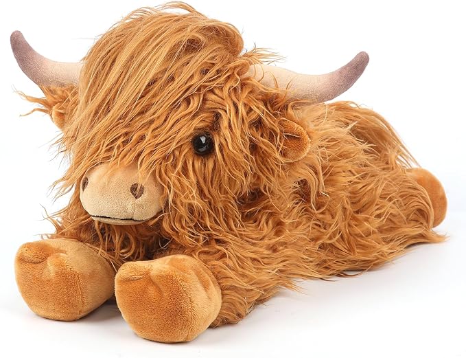 Highland Cow Stuffed Animals, Microwavable Stuffed Animals Heating Pad for Cramps, Pain Stress Relief, Heatable & Coolable Lavender Scented Cow Plush Toy for Anxiety, Women Kid Bedtime Highland Cattle
