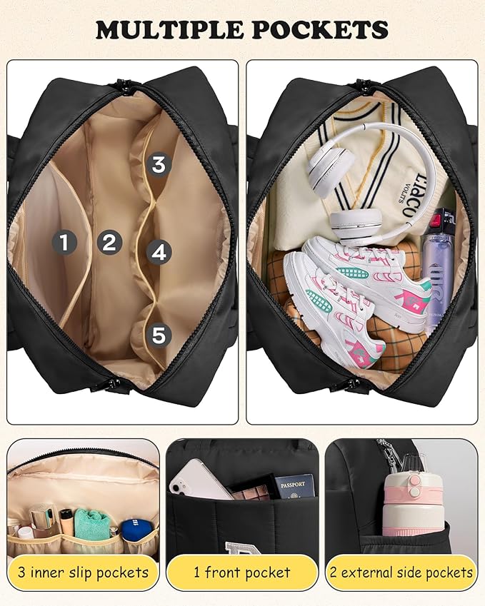 Gifts for Teenagers-Women Duffle Bag with Initial, Personal Item Travel Bags，Gifts for Granddaughter-Gym Bag with Wet Pocket，Lightweight Travel Bags Personalized Tote with Makeup Pouch