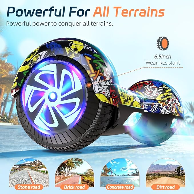 Scooter with Bluetooth Corlorful LED Lights, 6.5" Wheels, Dual 300W Motor Scooter for Kids Girls Boys Adults, All Ages