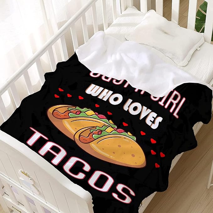 Just Girl Who Loves Tacos Blanket Soft Blankets and Throws Flannel Cozy Lightweight Quilt Gift Perfect for Bed Sofa Couch-40 x30 Extra Small for Pets