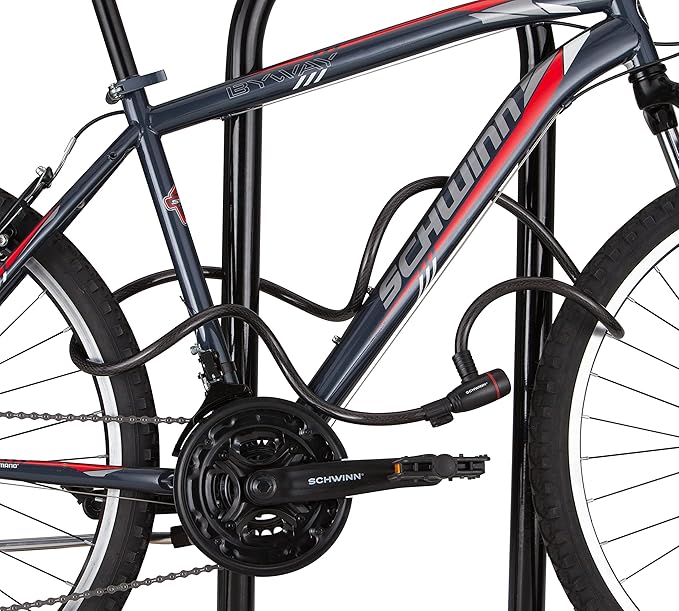 Schwinn Bike Cable Lock with A Lighted Key, 6 feet x 15 mm Anti Theft Bicycle Lock, Security Level 3