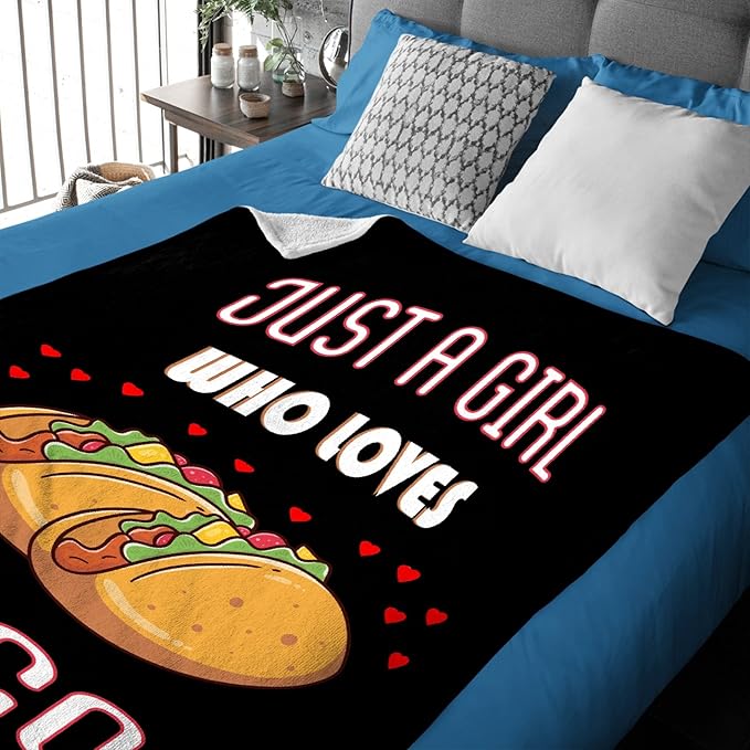 Tacos Blanket Just A Girl Who Loves Tacos Best Gift for Women Super Soft Cozy Lightweight Summer Quilt Perfect for Bed Sofa-50"x40" Small for Kids