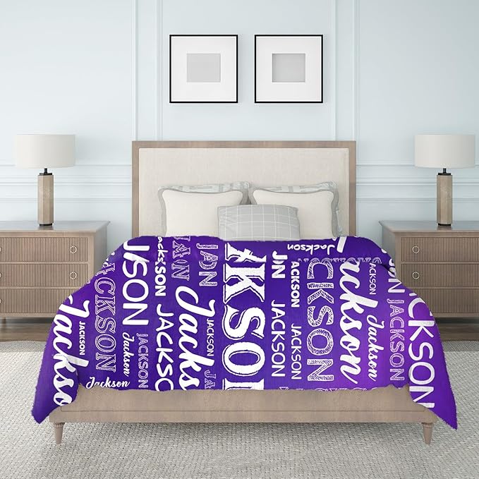 Ship Next Day, Personalized Baby Blanket with Name - Printed in USA, Custom Name Blanket for Boys Girls Kids, Customized Flannel Blankets Gifts for Teen Shower Toddlers Christmas Brithday