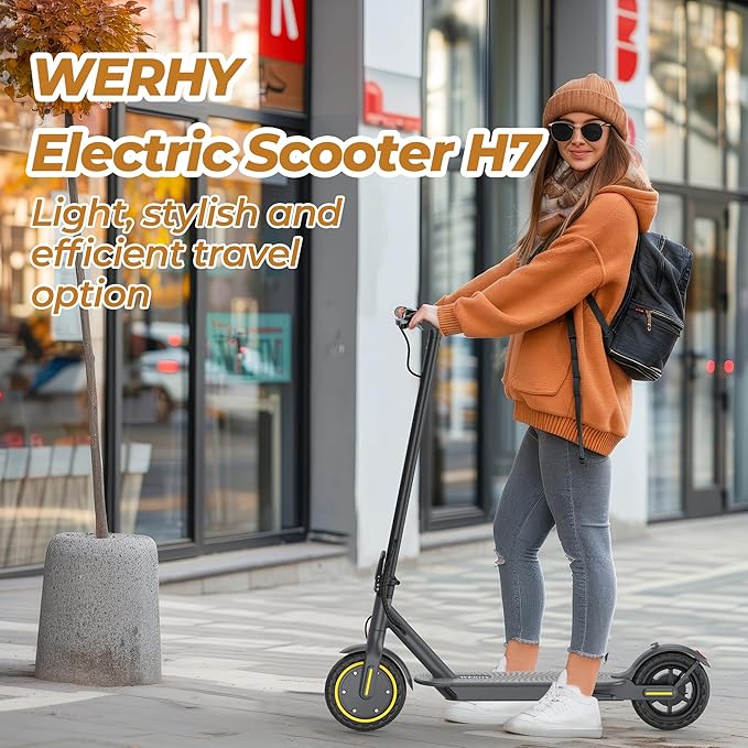 WERHY Electric Scooter, 8.5"/10"/14" Tire, Powerful 350/500W Motor, Top Speed 19/22 MPH, 21-49Miles Max Range, Folding Escooter for Adults & Teens with Dual Braking