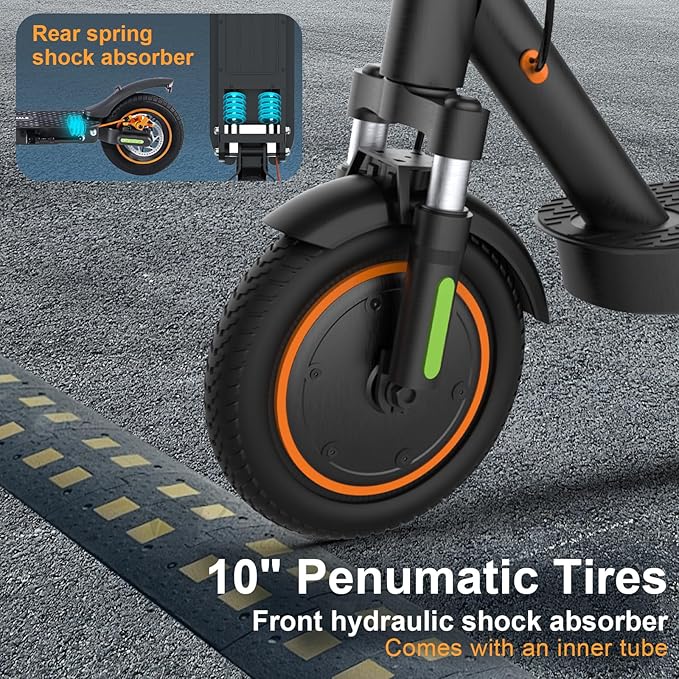 M2MAX-B Electric Scooter, 18 Miles Range, 350-500W Motor & Max Speed 20 Mph, 10" Pneumatic Tires, Cruise Control, Folding Commuter E-Scooter for Adults,with Locking Function