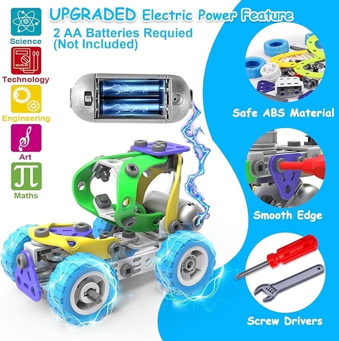 10 in 1 Electric STEM Toys for 5 6 7 8 9+ Year Old Boy Girl Birthday Gifts Educational Building Toys for Kids Ages 4-8 5-7 8-12 Stem Activities Construction Toy for Boys 6-8 8-10 Christmas Idea Gift