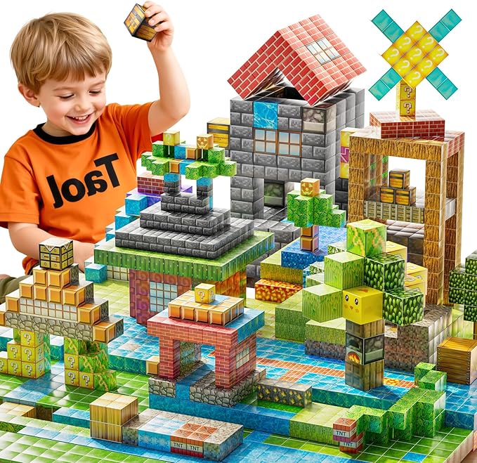 Magnetic Blocks Toys for Kids, 200PCS Magnetic Building Blocks, STEM Montessori Sensory Stacking Toy for Boys Girls Age 3 4 5 6 7 8 9 10, Christmas Birthday Gifts for Boys and Girls Age 3+