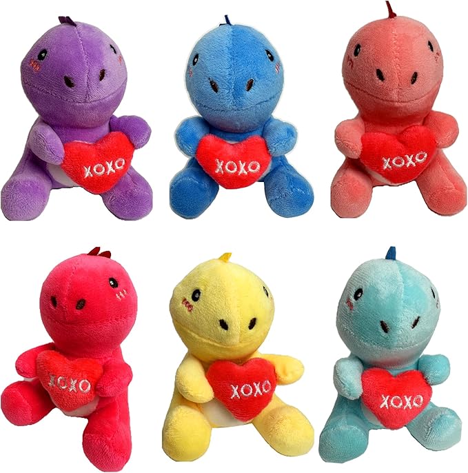 6PCS Cute Dinosaur Plush Toys,Dino Stuffed Animals, Exchange for Boys Girls Toddlers Class Classroom School Christmas Stuffer