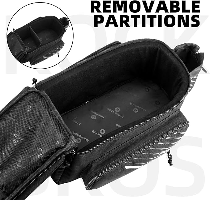 ROCK BROS Bike Rack Bag Bicycle Bag Trunk Rear Rack Bag Bike Panniers Bike Accessories Basket Storage Luggage Saddle Shoulder Bag 13L for E bike, Bicycle With Rain Cover