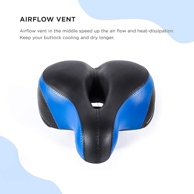 EBIKELING Bike Seat Dual Shock Absorbing Soft Comfortable Padded Bicycle Seat Cushion for Men Women Comfort - Memory Foam Universal Fit Bike Saddle for Exercise Outdoor Mountain Bikes