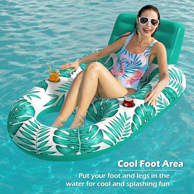 Jasonwell Inflatable Pool Float Adult - Pool Floaties Lounger Floats Raft Floating Chair Water Floaties for Swimming Pool Lake Lounge Float with Cup Holders Beach Pool Party Toys for Adults