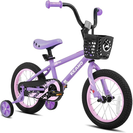 KEANO Cervine 14 16 20 Inch Kids Bike for Boys Girls Ages 3-10 Years, 14 16 Inch Toddler BMX Bikes with Training Wheels and Basket, 20 in Children Bicycles with Kickstand