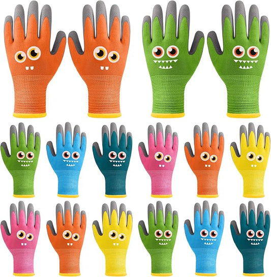 12 Pairs Kids Garden Gloves Children Gardening Gloves Rubber Coated Yard Work Gloves for Toddlers Boys Girls (Small (Age 3-5))