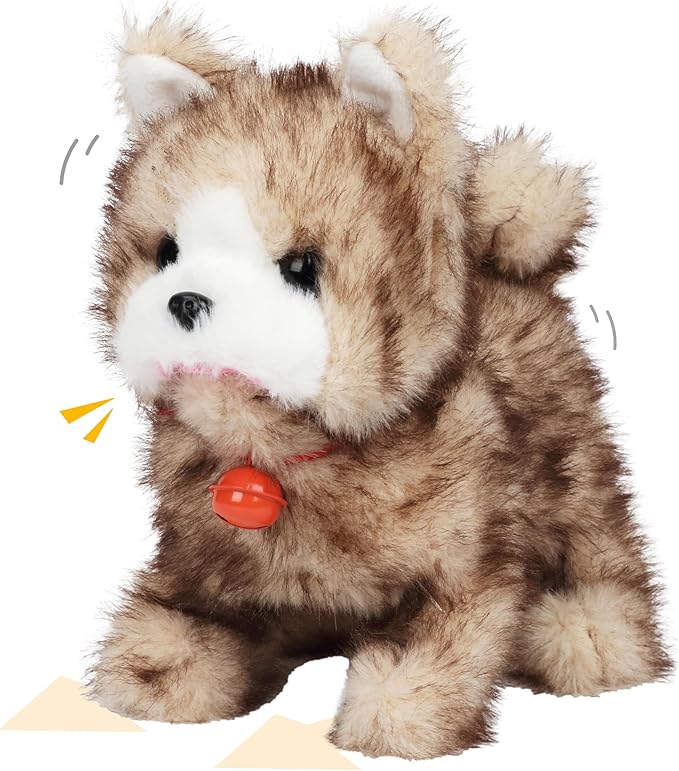 Cuteoy Walking Yellow Cat Stuffed Animal Talking Wagging Nodding Educational Plush Kitty Toy Electric Interactive Animated Plushies for Girls Boys Birthday