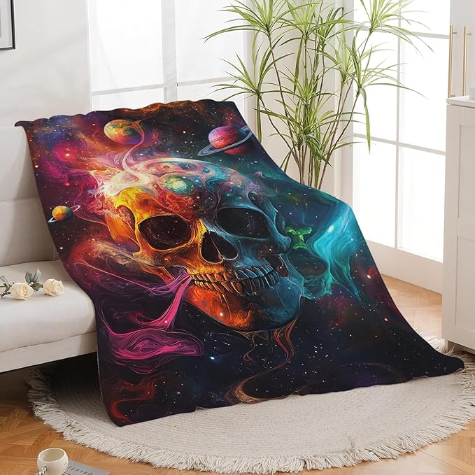 Skull Blanket Skeleton Throw Blanket Gifts for Women Girls Men Boys Kids Adults Super Soft Cozy Plush Fluffy Fuzzy Fleece Blanket Decor 40''X50''