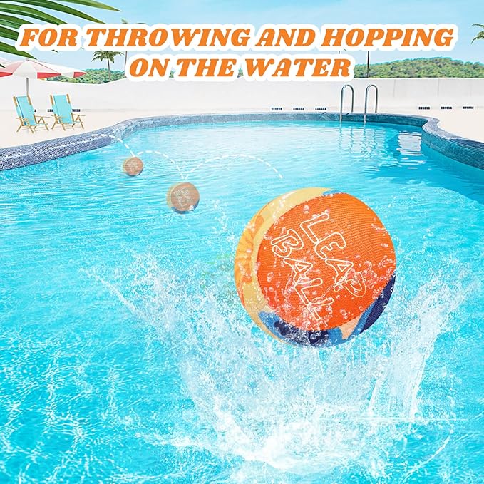 Ryaco Leap Ball Water Skipping Pool Balls - 3 Pack Bouncing Beach for All Ages - Extreme Bathing Fun with Your Friends & Family at The Beach, Pool, River or Lake