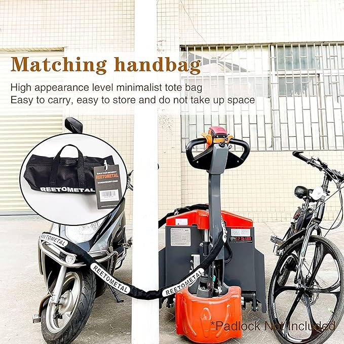 Heavy Duty Security Chain, Longer 10 Foot x 3/8" Thick Cut Resistant Hardened Steel Anti-Theft Lock Chain for Motorcycles, Bikes, ATVs, Trailers, Containers, etc.