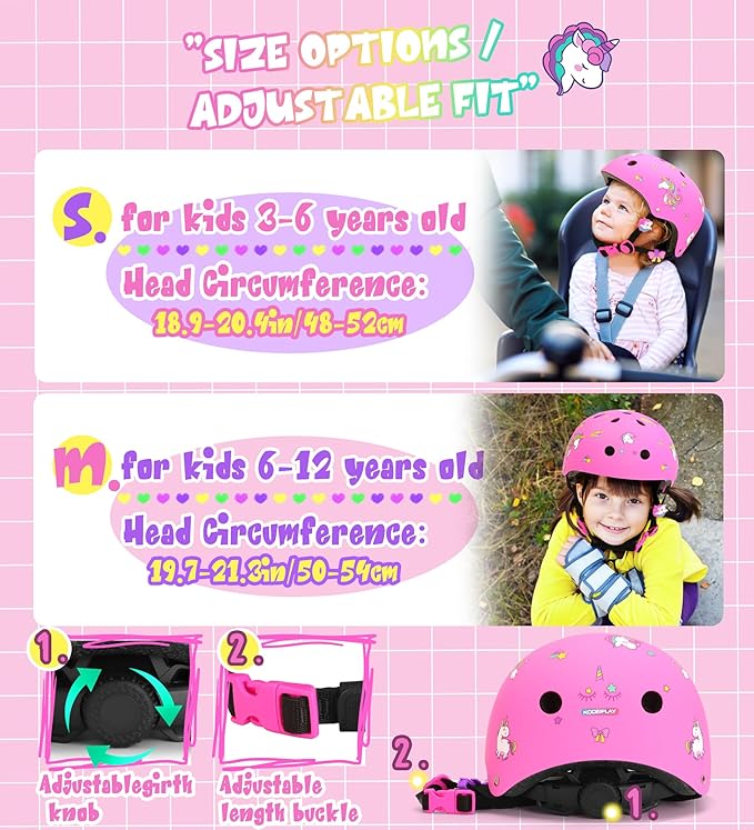 Kids Bike Helmet for Girls 3-5-8-14, Unicorn Adjustable Toddler Helmets for Bicycle, Roller Skating, Skateboard, Scooter, Skiing