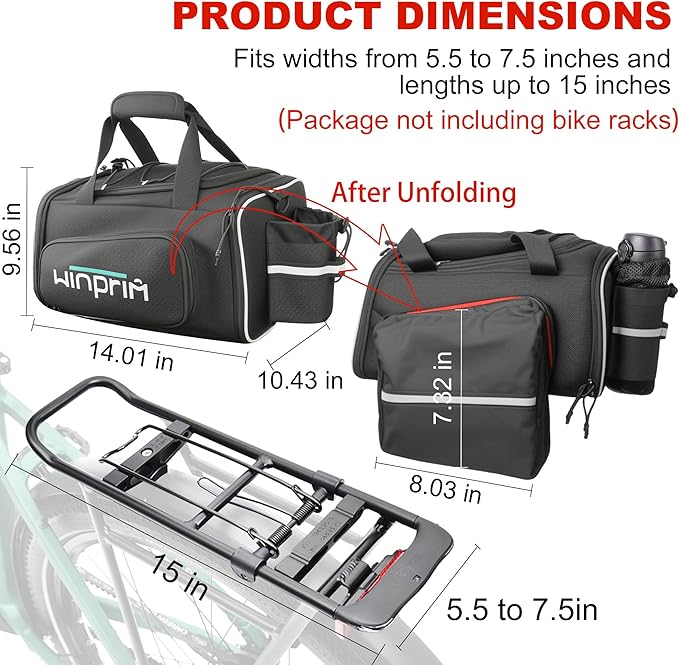 Bike Bags for Bicycle Rack Bag,18-20L Pannier Trunk Pannier with Rain Cover,Water Resistant Ebike Saddle Bag for Rear Rack handlebar Shoulder Bag for Commuter Travel Outdoor Cycling,1680D